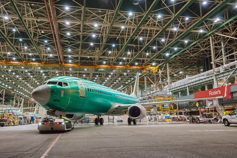 1st 737 Built at 42-per-month Rate Rolls out of Renton Factory, March 2014 BI42188