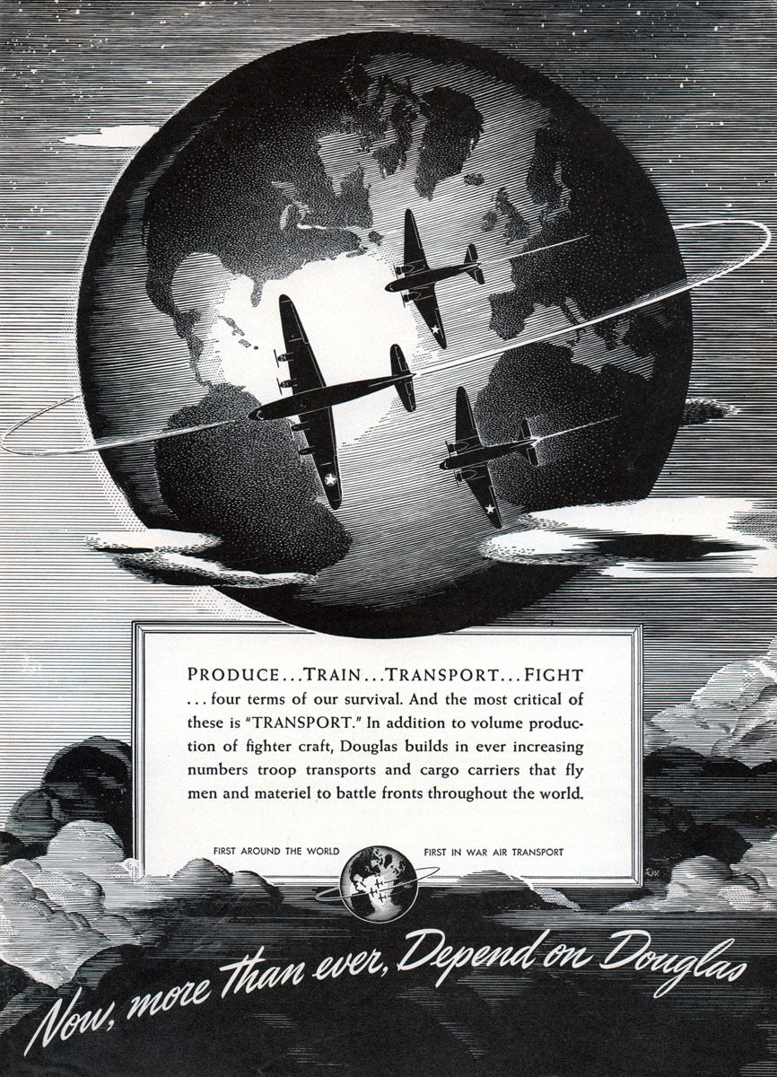 1942 Produce Train Transport Fight Douglas Ad BI45686