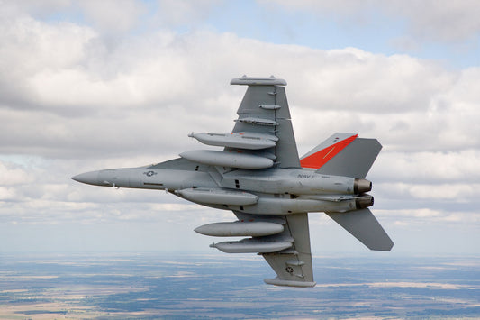 EA-18 Growler First Flight with Electronic Jamming Pods BI218194