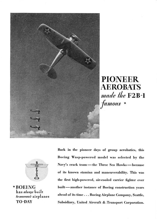 1932 Pioneer Aerobats Made the F2B-1 Famous Boeing Ad BI45665
