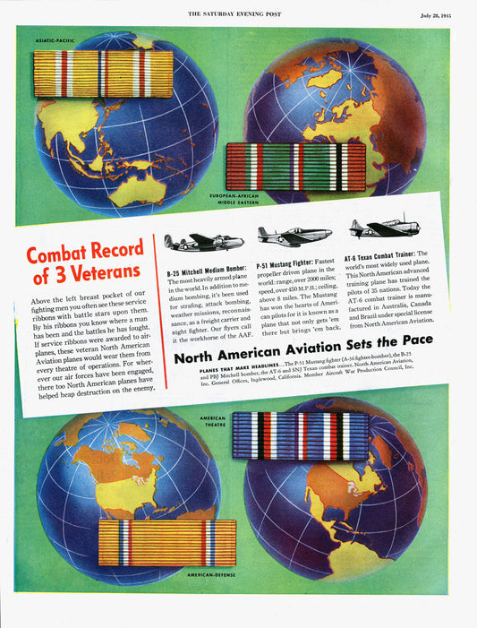 1944 Combat Record of 3 Veterans North American Ad BI45704