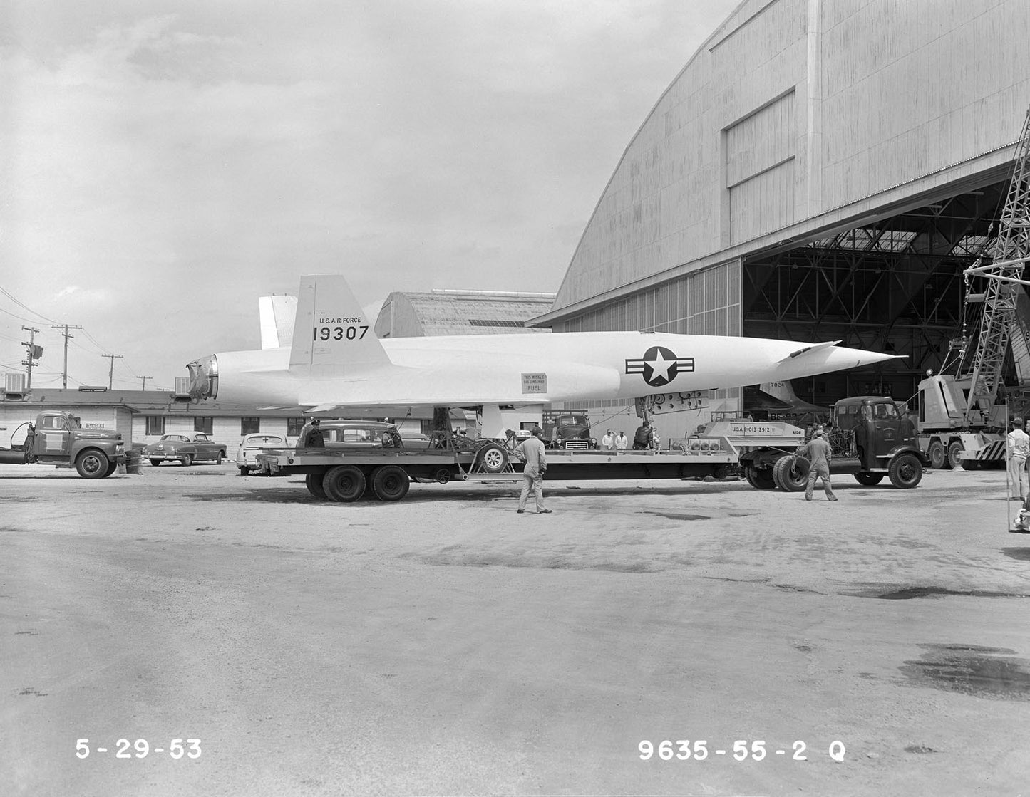 Moving X-10 Navaho Rocket Plane Out of Hangar BI211288