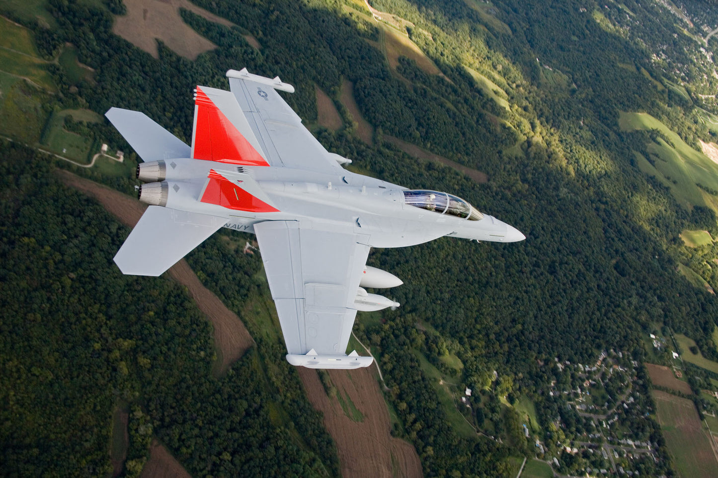 EA-18 Growler First Flight with Electronic Jamming Pods BI218186