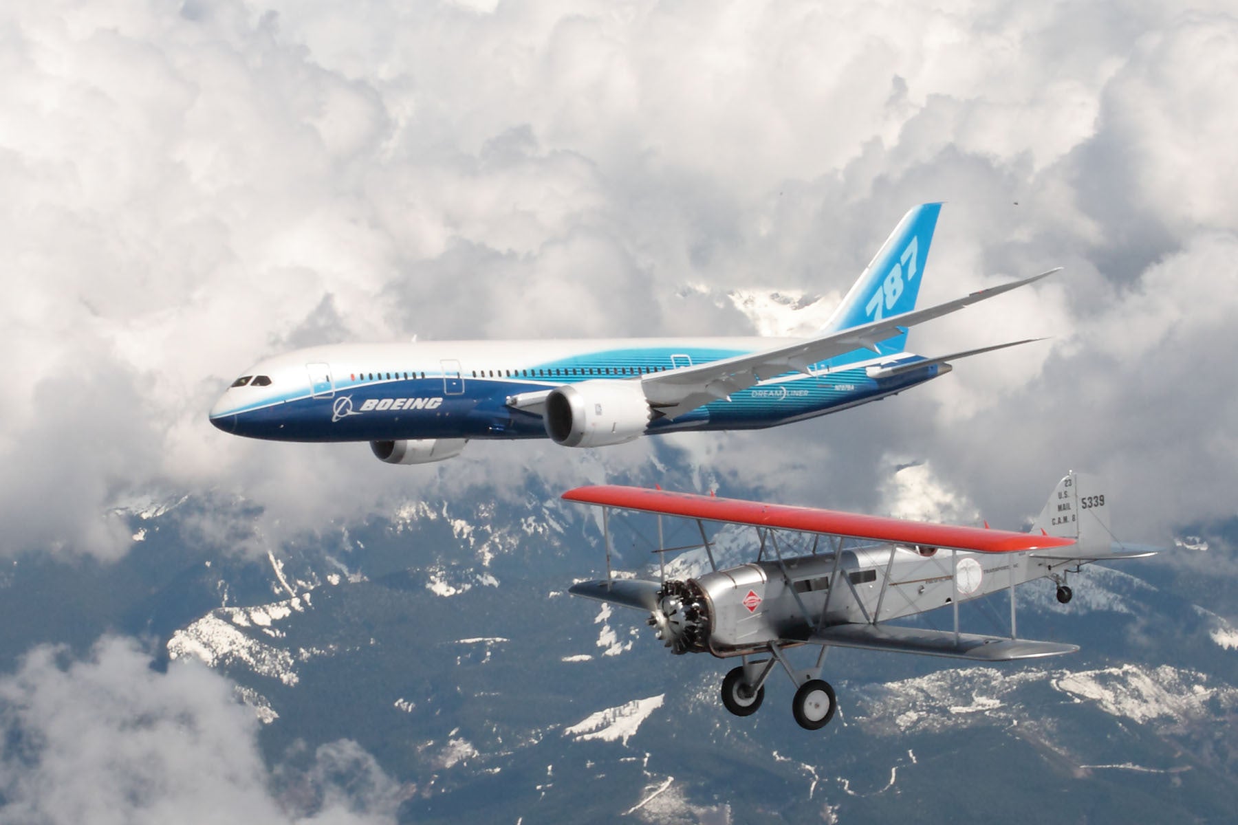 Boeing Model 40 and 787 Dreamliner in Formation BI231711