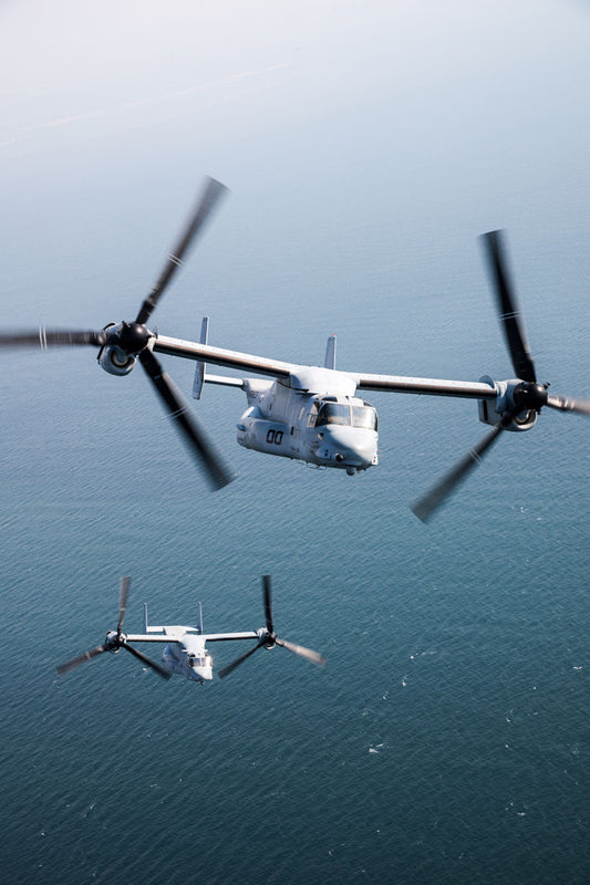 V-22 Ospreys Flying over Ocean BI43981