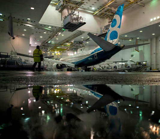 737 MAX 8 Leaving Paint Booth for Rollout Ceremony BI46710