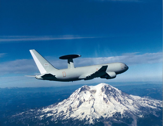 E-767 AWACS in Flight near Mt. Rainier BI225193