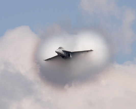 F/A-18E/F Super Hornet Generates a Condensation Cloud at High Speed BI218240