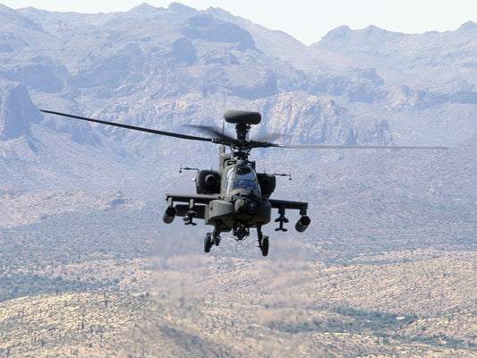 AH-64D Apache Longbow in Flight Above Desert BI218490