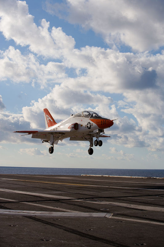 T-45 Goshawk Touch and Go Over the USS Theodore Roosevelt BI220905