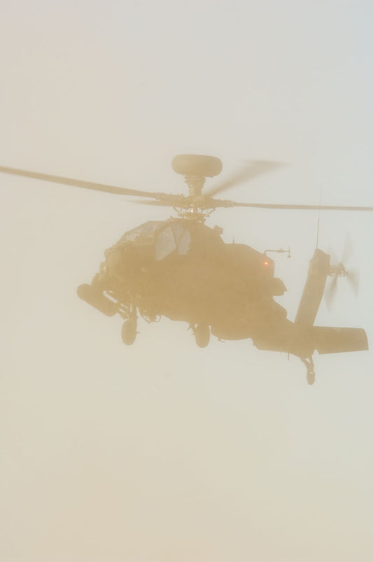 UK AH Mk1 Flies Through Dust Cloud BI227069