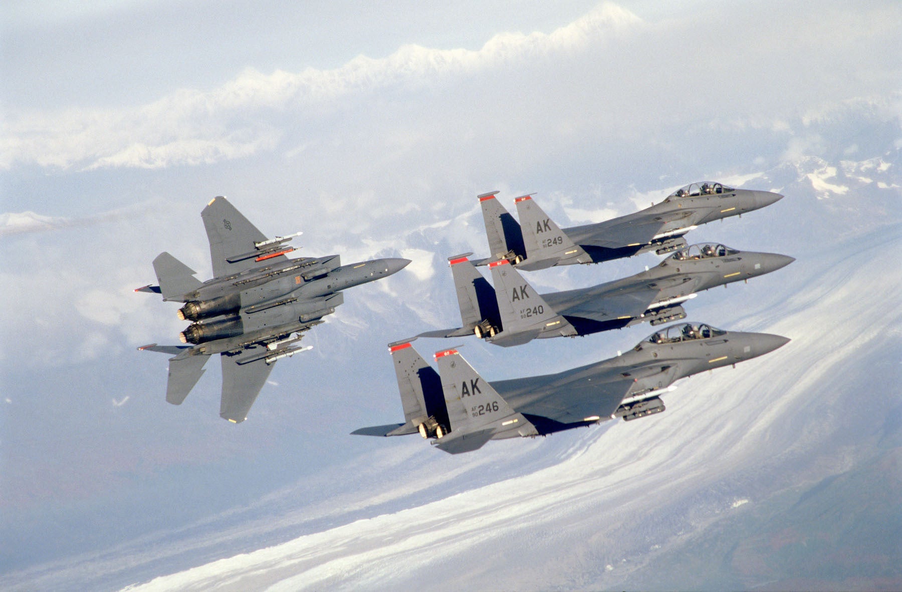 Formation of F-15E Strike Eagles in Flight BI227623