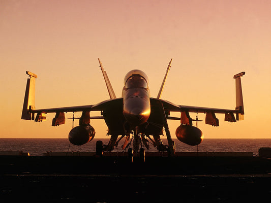 F/A-18E Super Hornet on Aircraft Carrier Deck at Dawn BI231759