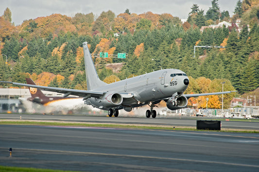 US Navy P-8A Poseidon Takes Off from Boeing Facility BI232437