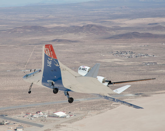 Boeing X-48C over NASA-Dryden Facility, February 2013 BI233668