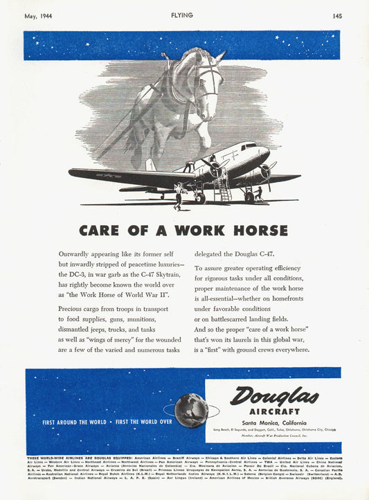 1944 Care of a Work Horse Douglas Ad BI45702