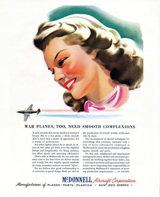 1944 War Planes, Too, Need Smooth Complexions McDonnell Ad BI45703